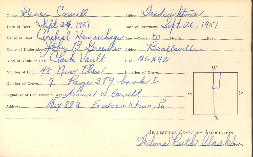 burial card